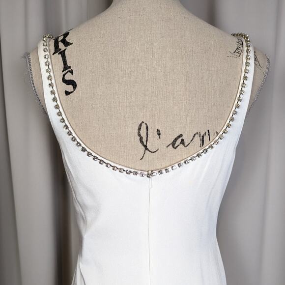 Ieena for Mac Duggal Sleeveless Crystal Scoop Neck Formal Wedding Dress White 2 - Picture 15 of 16